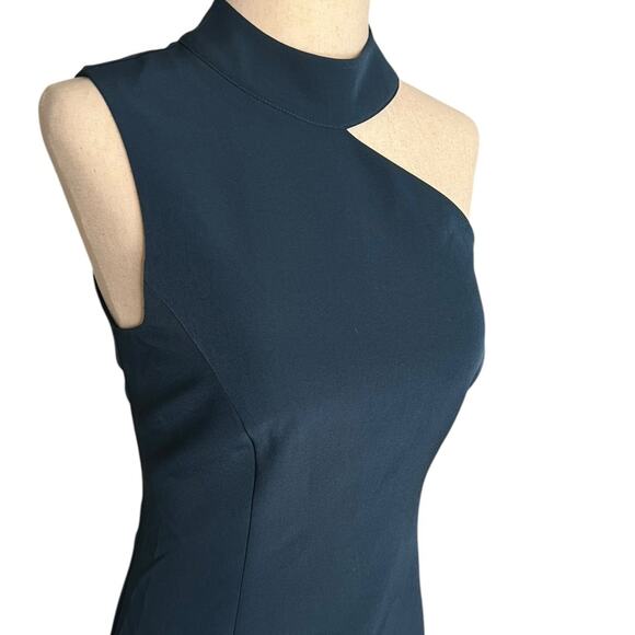 *NWOT French Connection Echo Crepe One Shoulder Mini Dark Teal Dress - Sz 6 - Picture 6 of 7